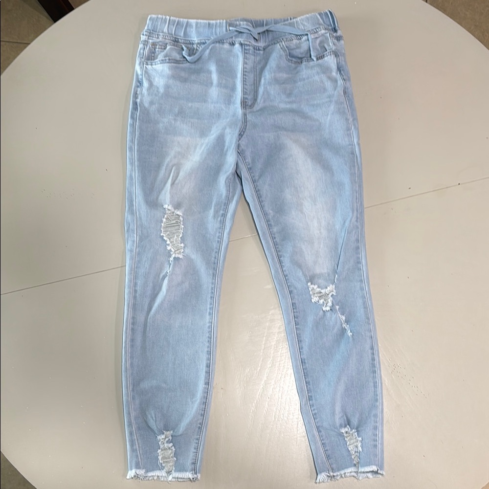 YMI Stretch Waistband Distressed Skinny Jeans Sz M